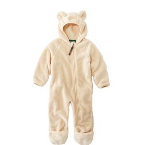 L.L. Bean Cream Plush Hooded Baby One-Piece